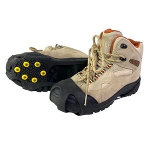 Aigle Hiking Boots Shoes Women's Tan Leather Ice Cleats 36 Size‎ 5